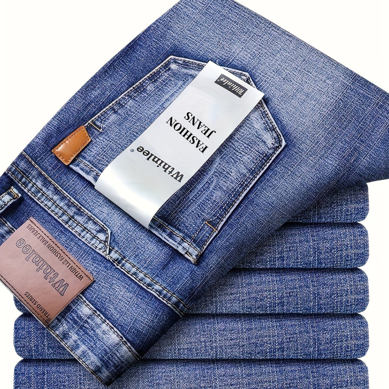 Wthinlee Mens High Waist Straight Leg Jeans Premium Denim