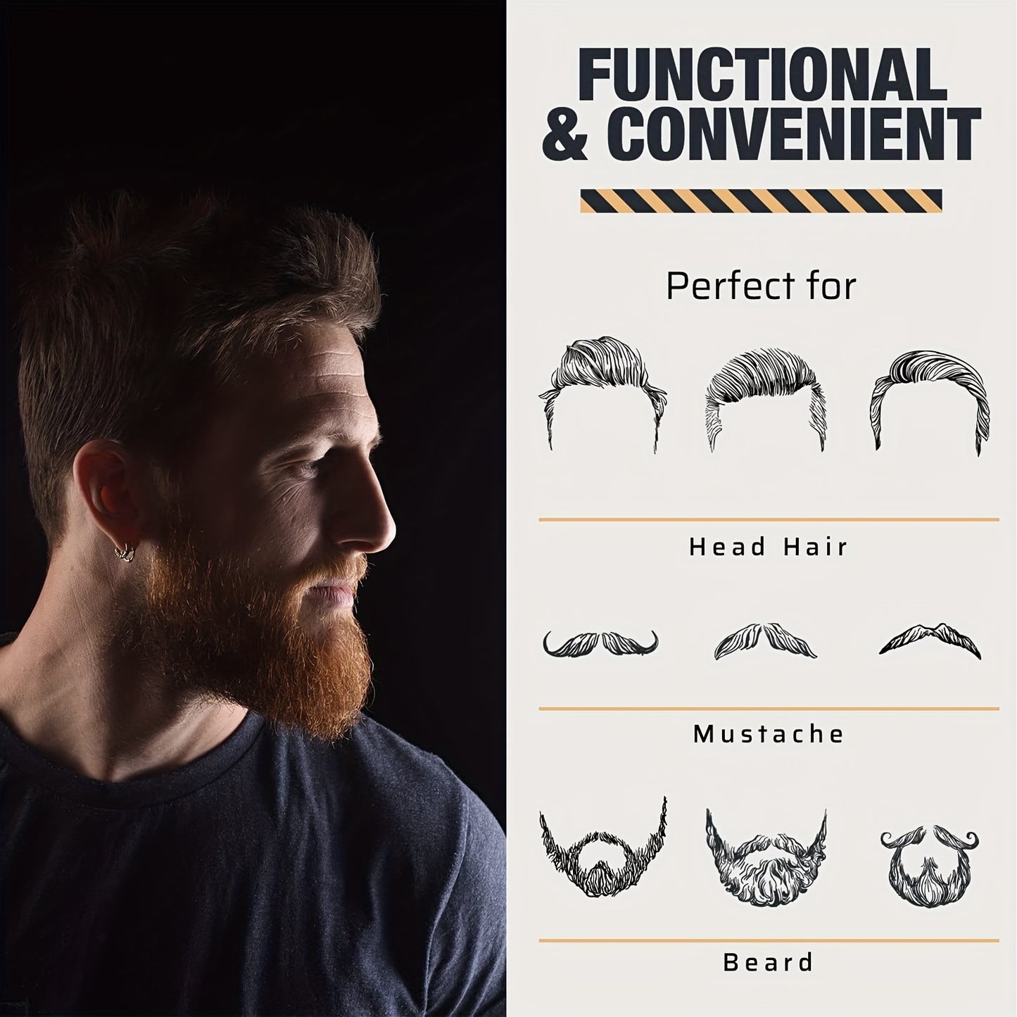 Wooden Beard and Comb Set for Men - Perfect for Beards Head Hair and Mustaches Men's Grooming Kit for Styling, contain Wooden Comb, Beard Brush, Small Scissors & More for Better Hair Care, Father's Day, Christmas, Halloween,