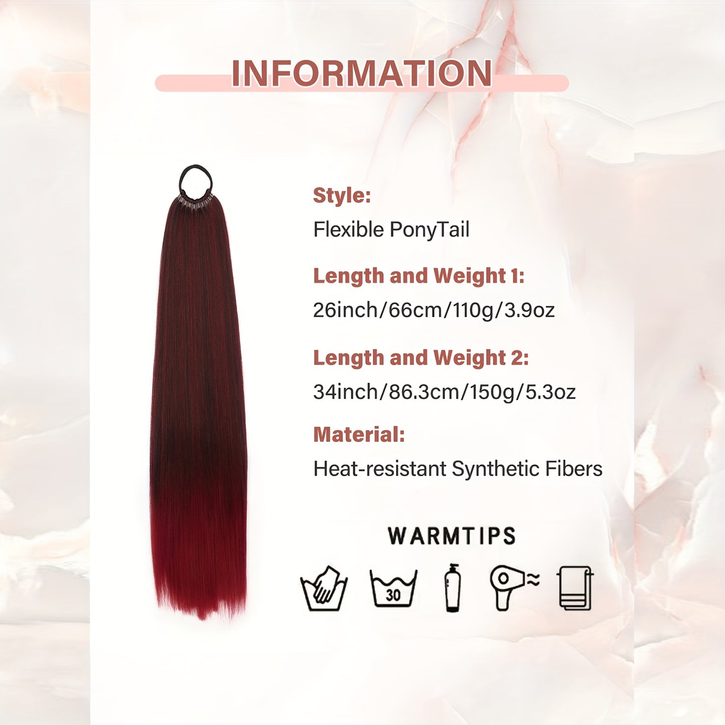 Heat Resistant Synthetic Ponytail Extension With Elastic Band Natural Look