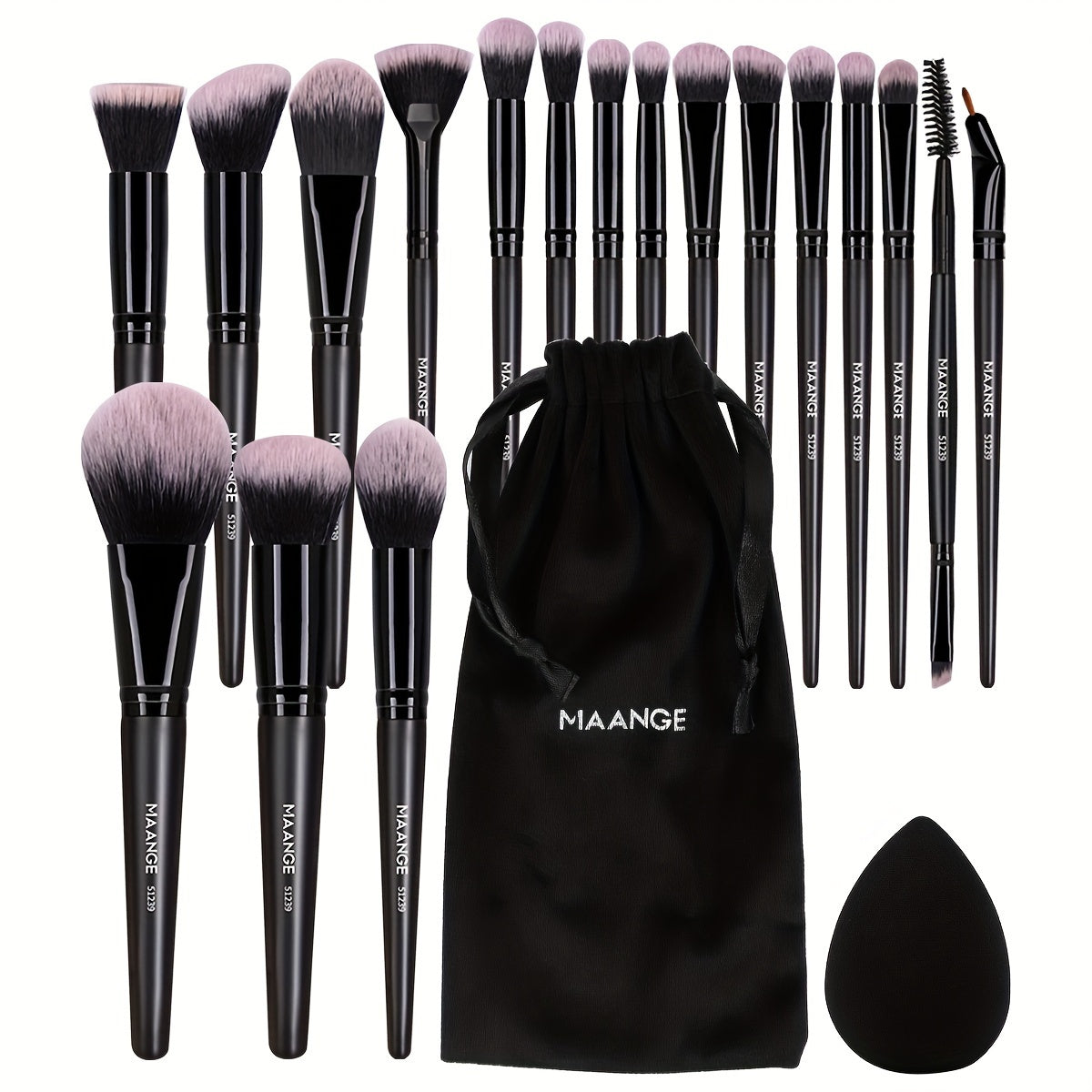 MAANGE 20 Piece Professional Makeup Brush Set With Flannel Bag