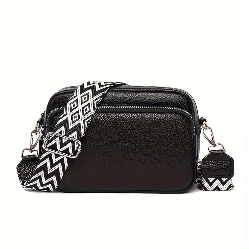 Small Casual Women's Fashion Shoulder Bag, Solid Color Crossbody Purse with Adjustable Geometric Strap