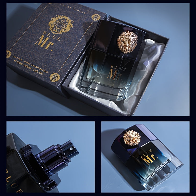 100ml Mr. Blue Men'S Perfume Long-Lasting Fragrance Lion Domineering Perfume Sports And Leisure Party Perfume Business Travel Perfume Couple Lover Partner Date Dinner Perfume Satisfying Gift Perfume