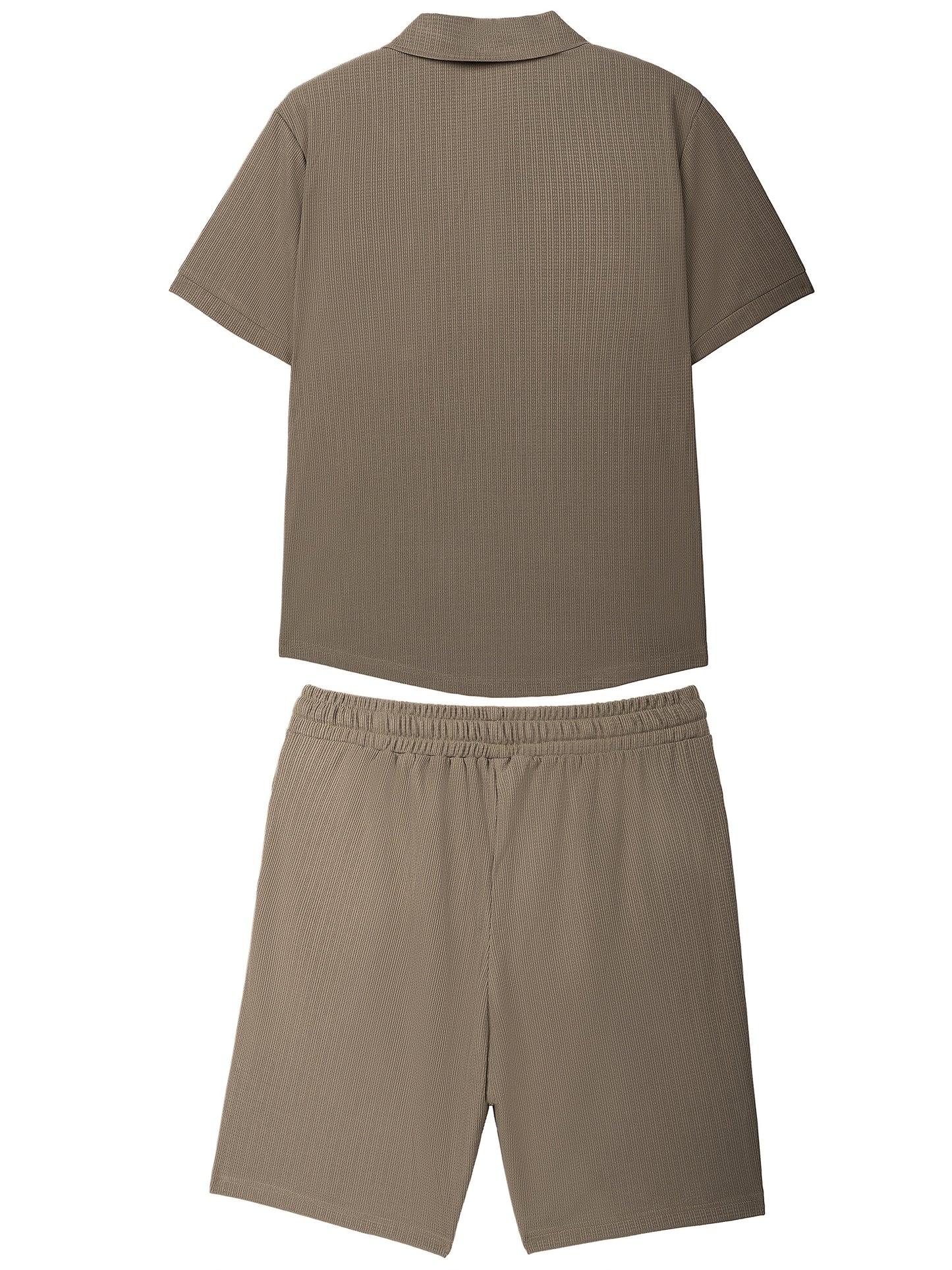 Men's Summer Casual Polo Shirt And Shorts Set With Pocket