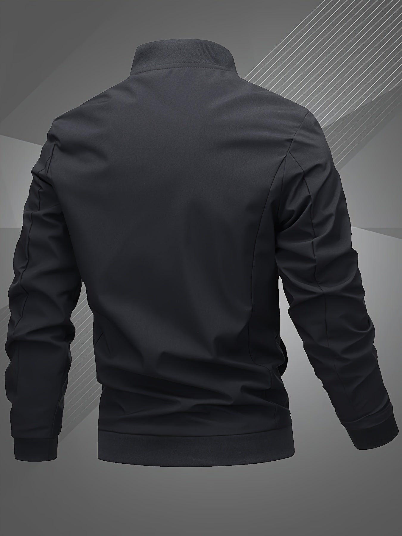 Mens Letter Embroidered Casual Bomber Jacket Regular Fit