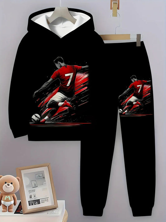 3D Print Long Sleeve Hoodie Set for Boys Regular Fit