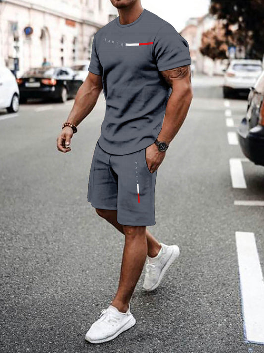 Casual Sports Suit Breathable Outdoor Casual Men's T-shirt and Shorts Suit Summer 3D Printing Suit for Adult Men