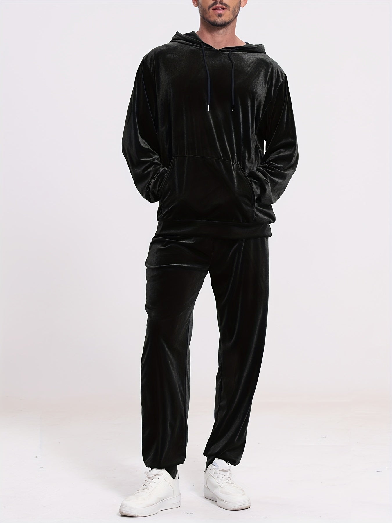 Men's Velour 2pc Hoodie And Drawstring Sweatpants Set