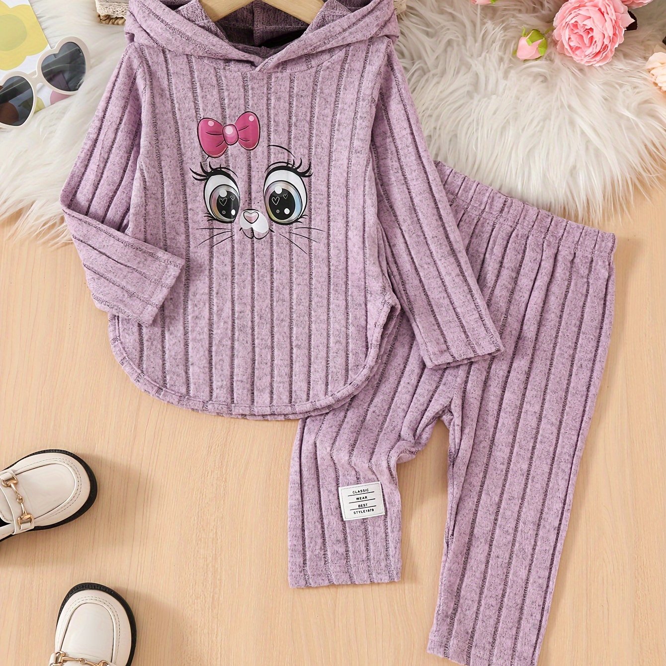 Boho Style Toddler Hoodie And Pants Set Animal Print