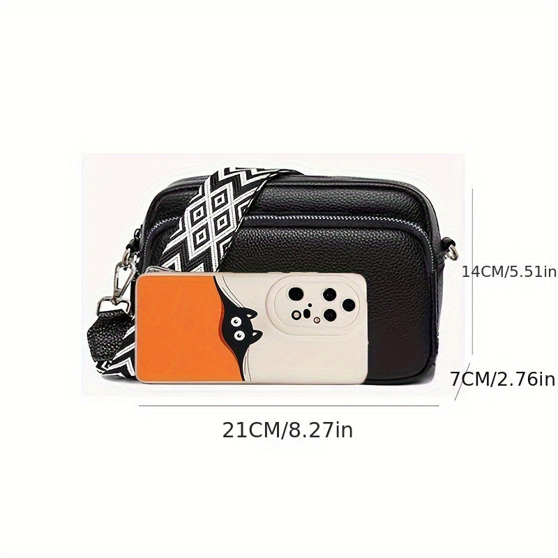 Small Casual Women's Fashion Shoulder Bag, Solid Color Crossbody Purse with Adjustable Geometric Strap