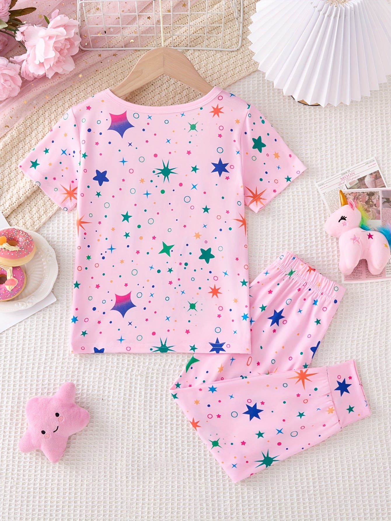 Girls Glow In The Dark Unicorn Pajama Set 2 Piece Outfit