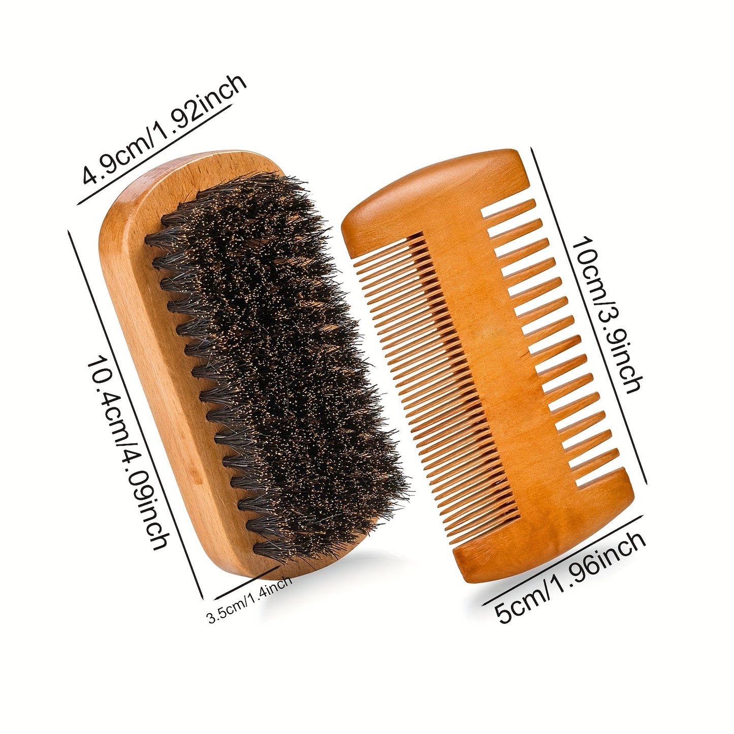Wooden Beard and Comb Set for Men - Perfect for Beards Head Hair and Mustaches Men's Grooming Kit for Styling, contain Wooden Comb, Beard Brush, Small Scissors & More for Better Hair Care, Father's Day, Christmas, Halloween,