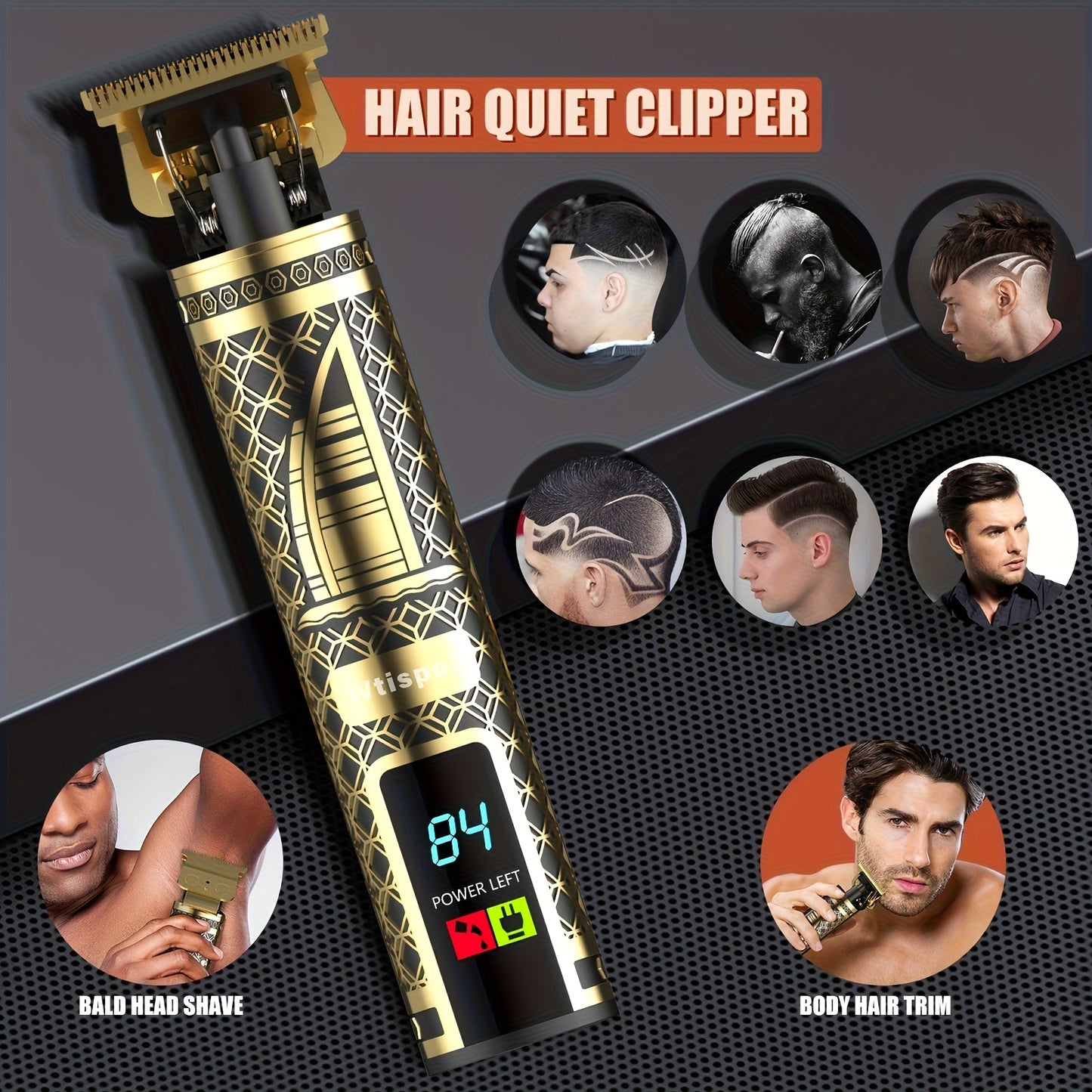 Men Hair Clipper And Beard Trimmer Set 3 In 1 USB LCD