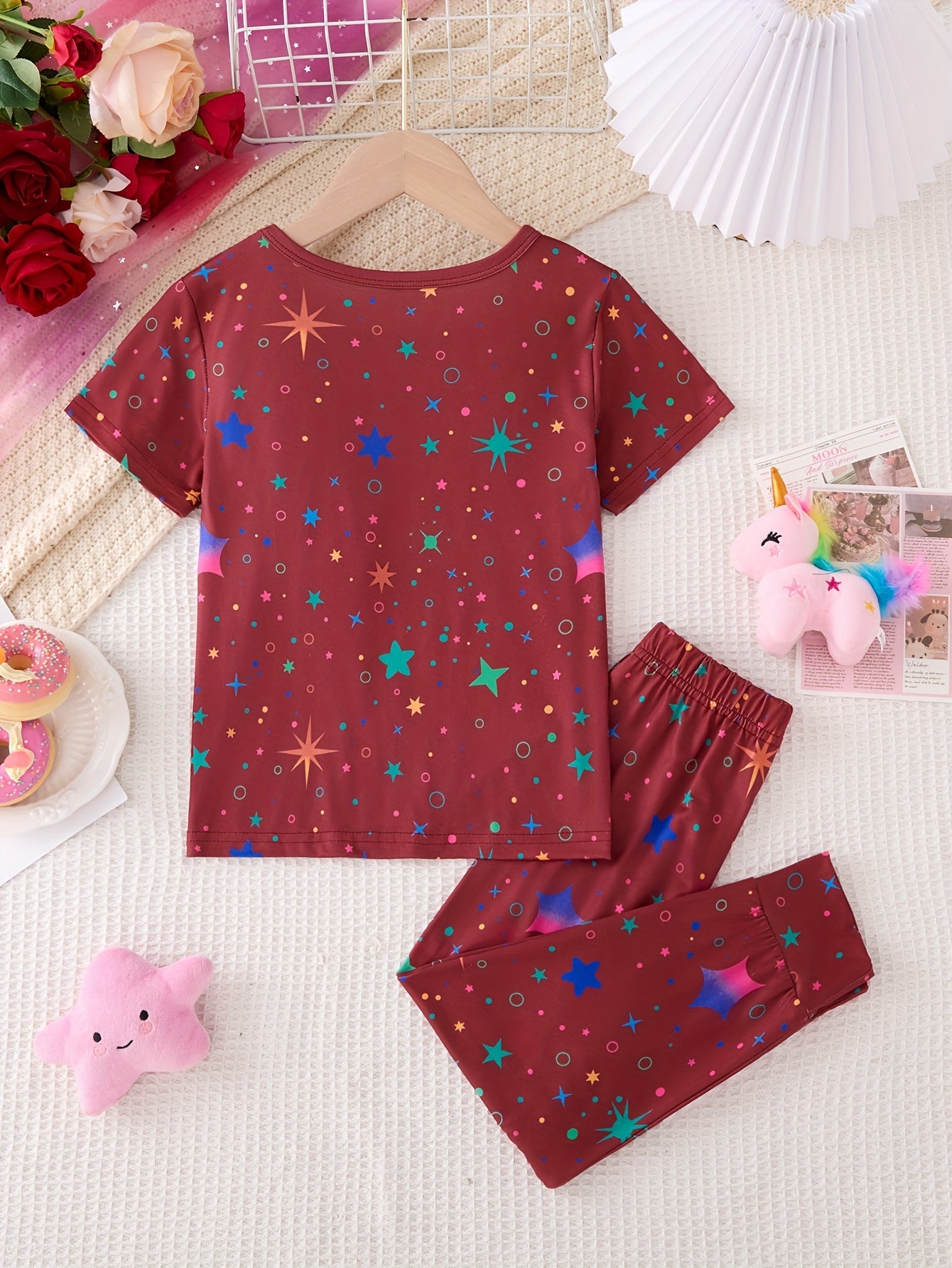 Girls Glow In The Dark Unicorn Pajama Set 2 Piece Outfit
