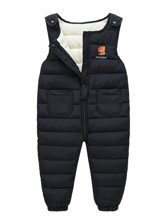 Baby's Warm Fleece Lining Snow Pants With Pockets Toddler