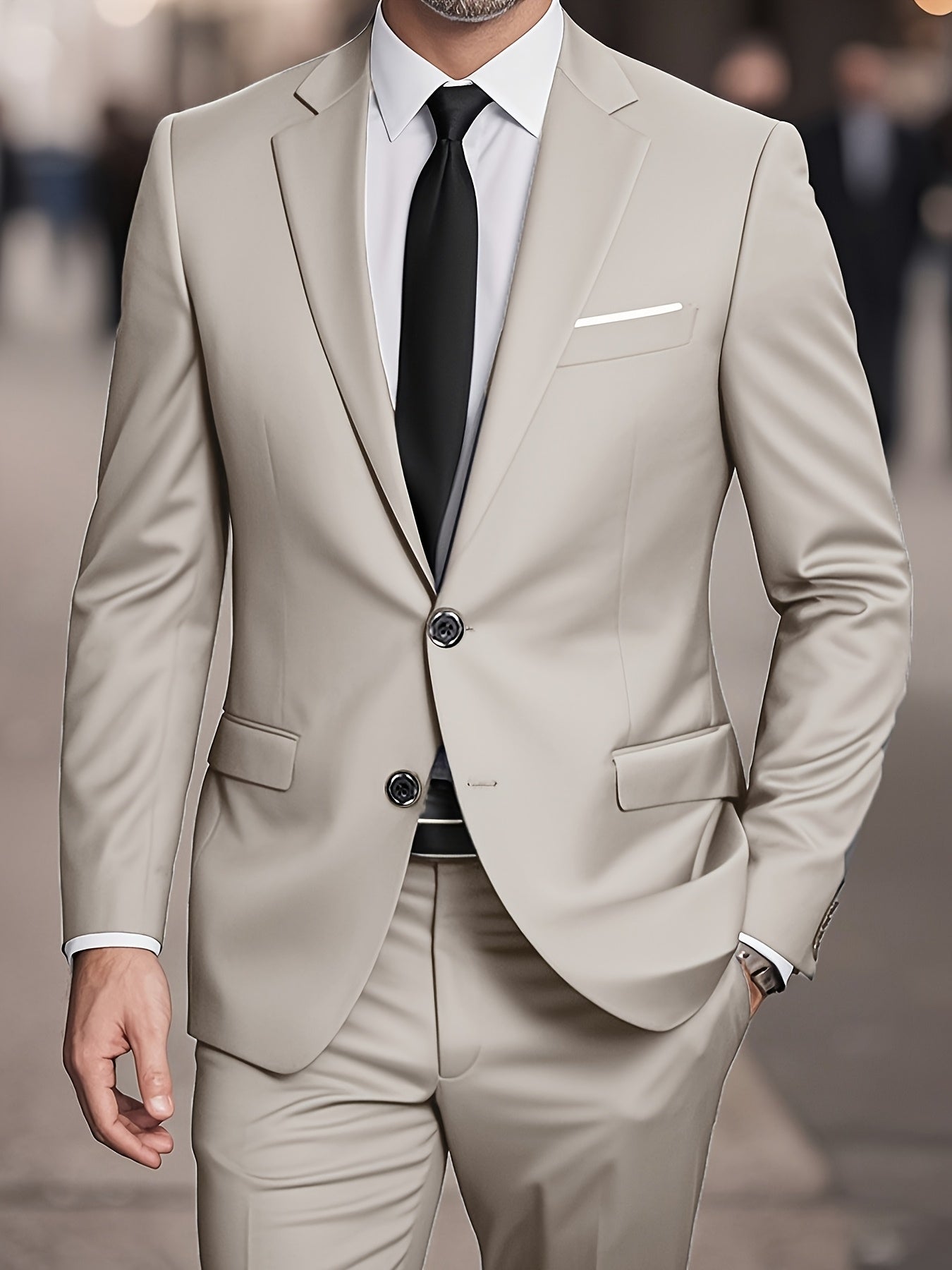 Mens Suit Set Jacket And Trousers Two Piece Formal Wear