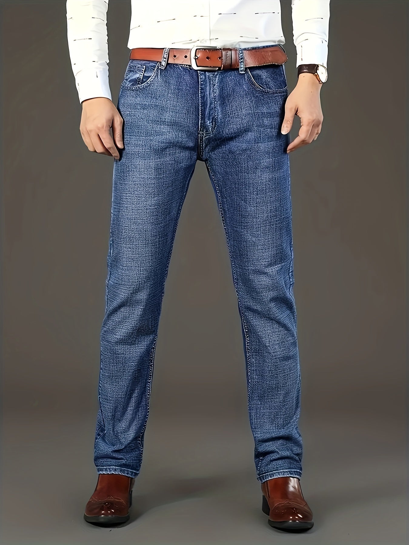 Wthinlee Mens High Waist Straight Leg Jeans Premium Denim