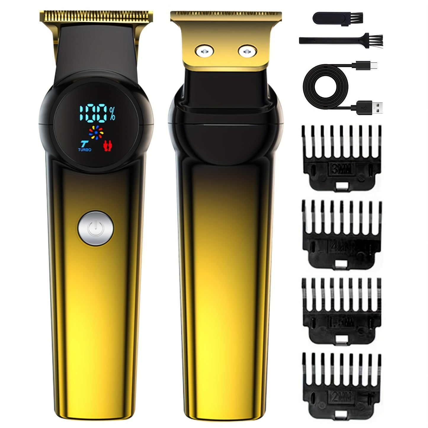 Men Hair Clipper And Beard Trimmer Set 3 In 1 USB LCD