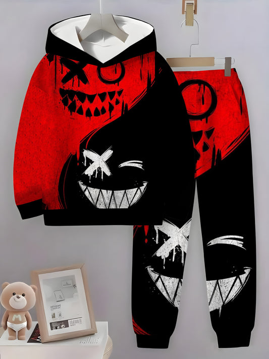 Boys 3D Digital Print Hoodie And Joggers Set 2pc Outfit