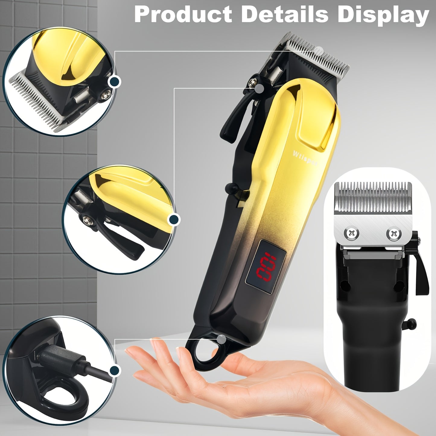 Men Hair Clipper And Beard Trimmer Set 3 In 1 USB LCD