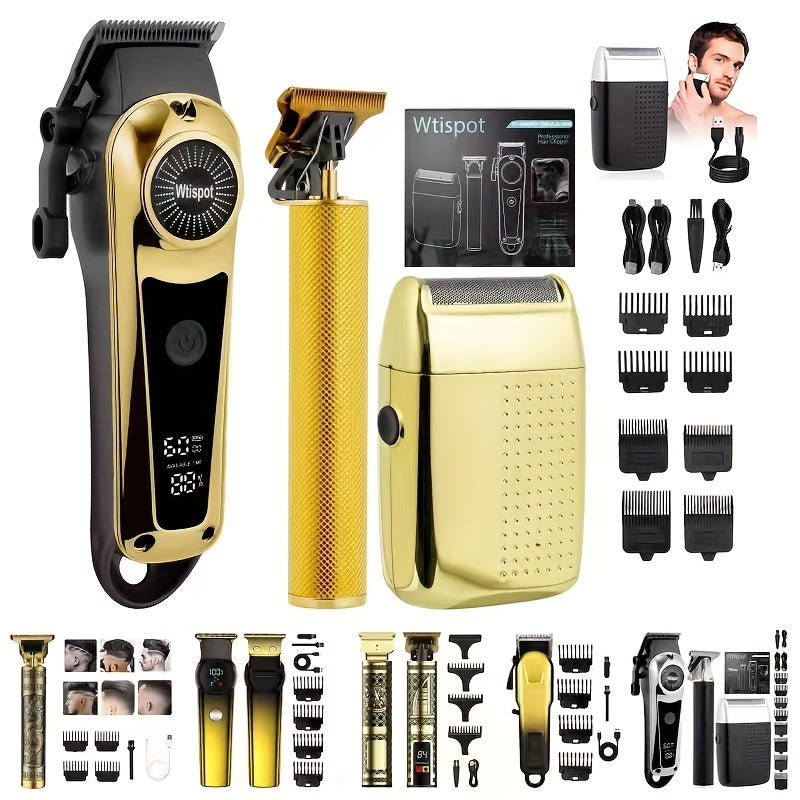 Men Hair Clipper And Beard Trimmer Set 3 In 1 USB LCD
