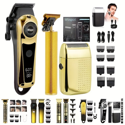 Men Hair Clipper And Beard Trimmer Set 3 In 1 USB LCD