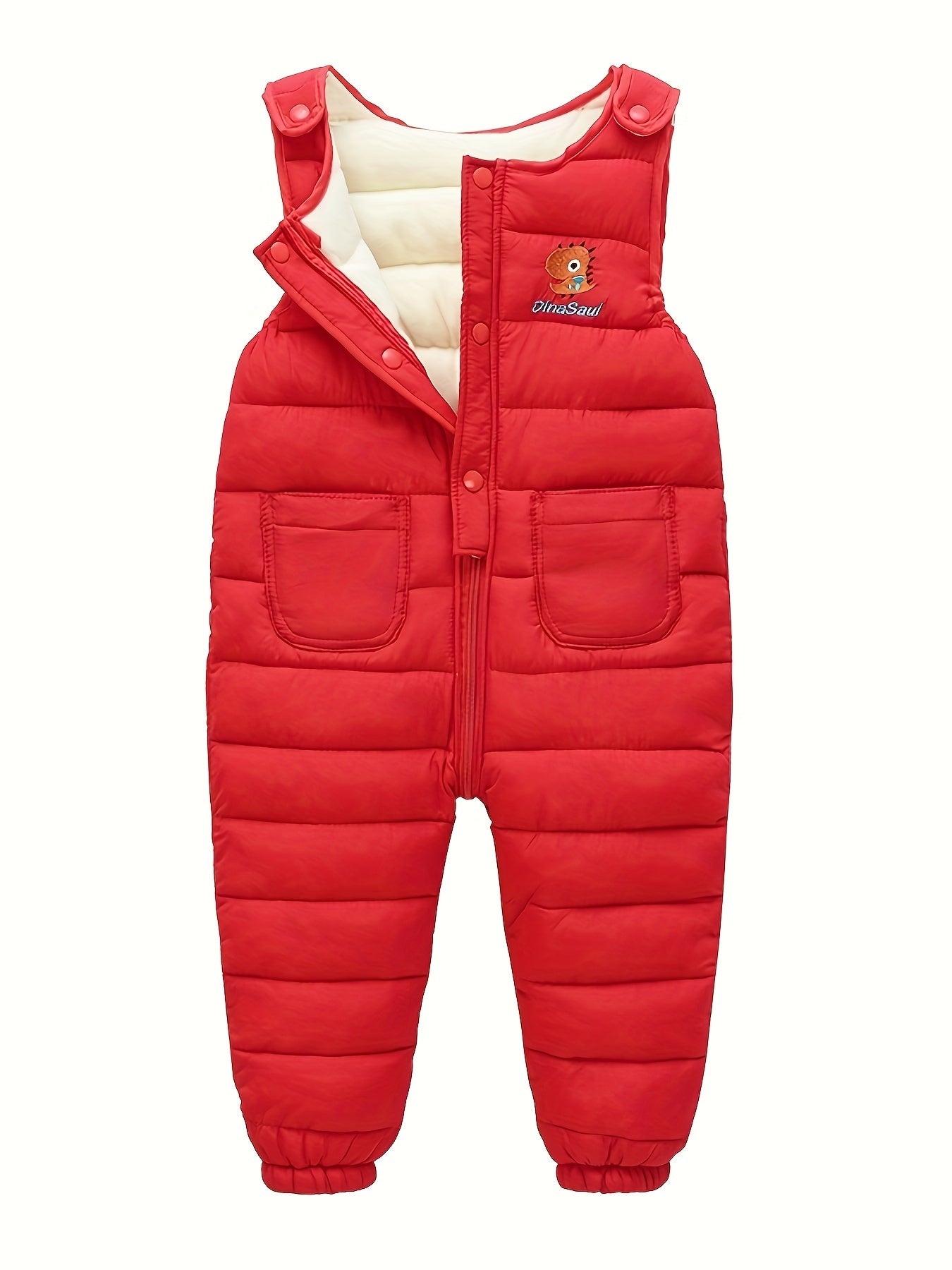 Baby's Warm Fleece Lining Snow Pants With Pockets Toddler