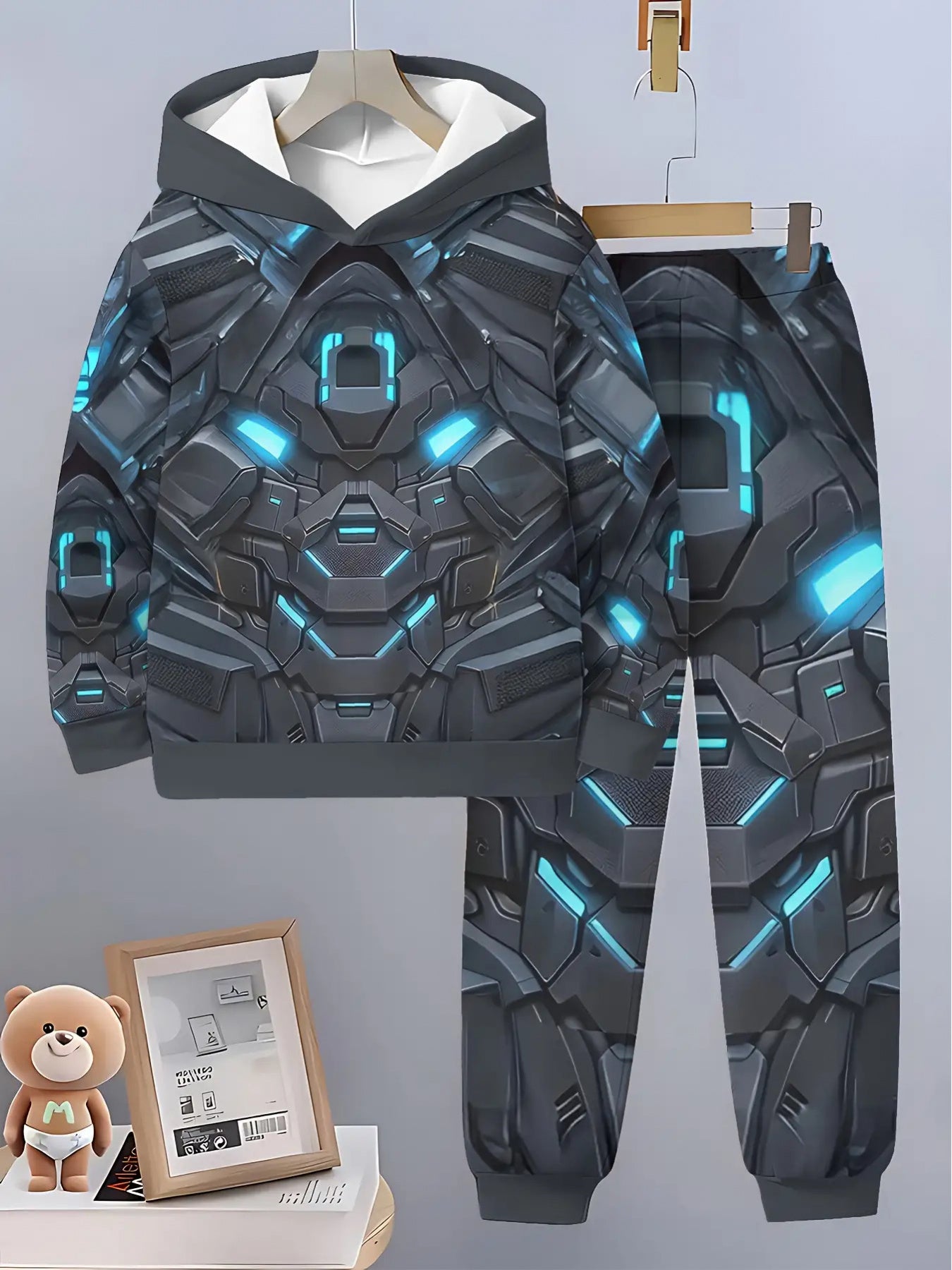 Mecha Warrior 3D Printed 2pc Boys Hooded Sweatshirt And Pants