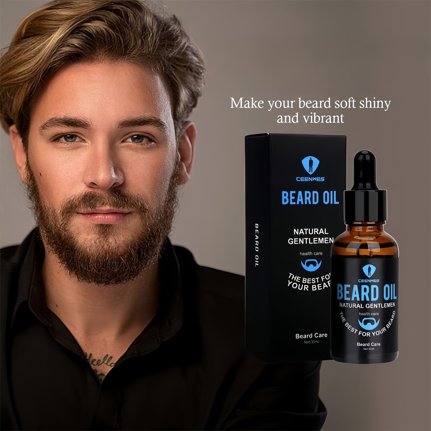 Men's Beard Care Kit and Travel Brush Set for Grooming
