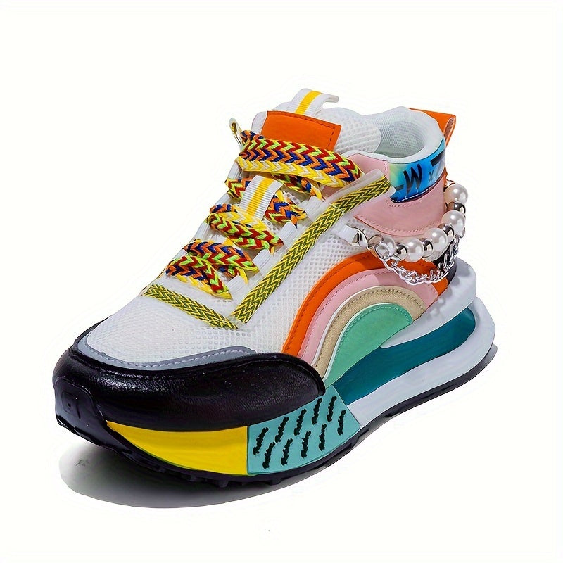 Zhongbang Womens MidTop Casual Sneakers Glitter Accents