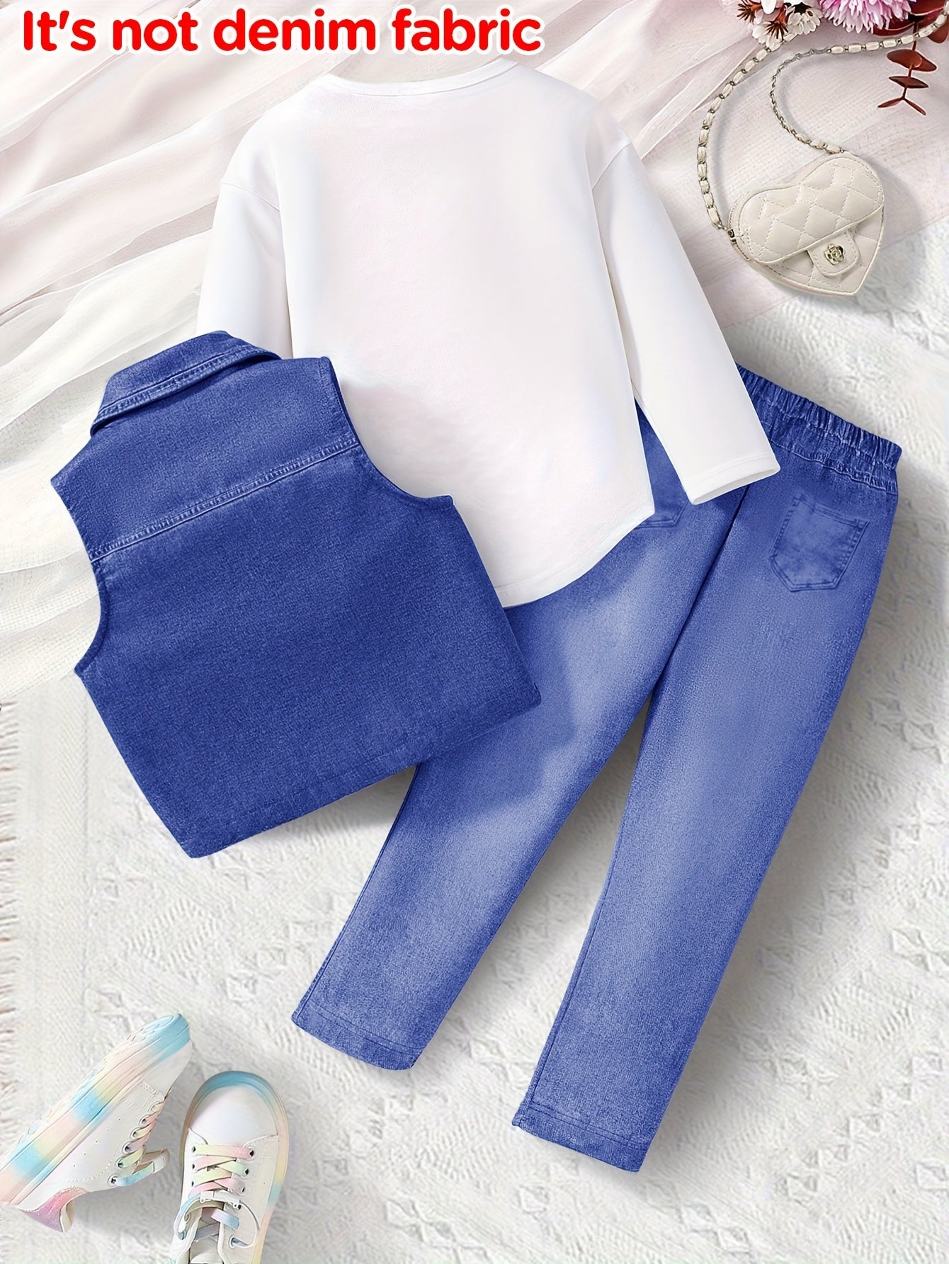 Girls Autumn Winter 3 Piece Print Set Vest And Pants