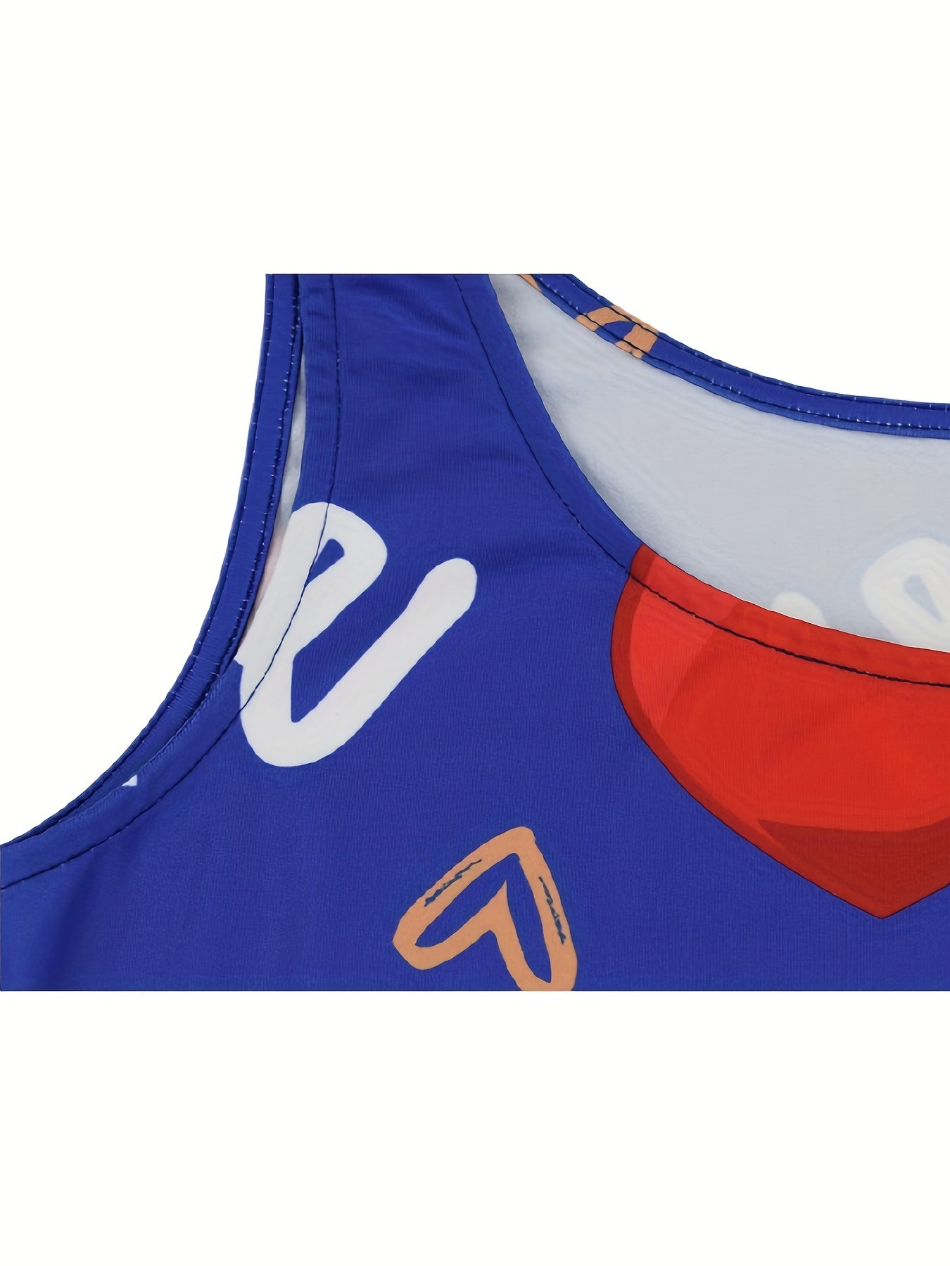 Heart And Letter Print Tank Dress Sleeveless U Neck Women