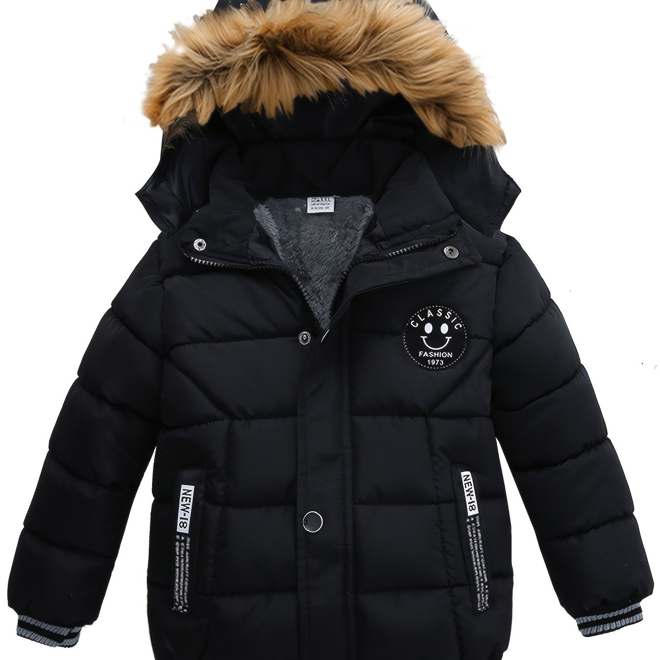 Boys Heavy Duty Winter Jacket With Hood Windproof Kids Coat