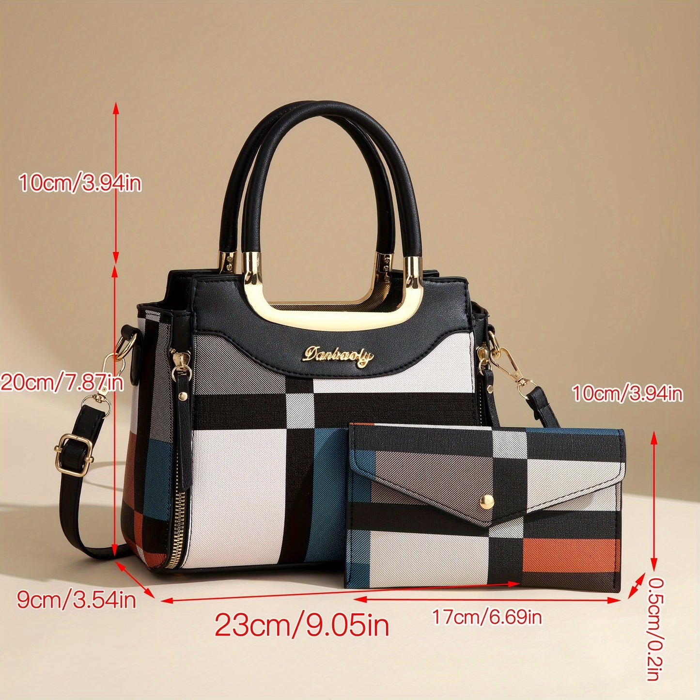Women'S Large Capacity Tote Bag - Elegant Plaid Handbag with Adjustable Strap, Zipper Closure, Lining - Multi-Color Options (/Red/, /) - Perfect Gift For Moms, Ladies - Everyday & Formal Use - Durable & Easy-clean Design, Fas