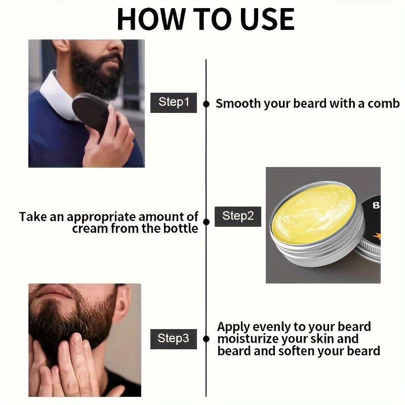 Black Skull Beard Care Set, Launched at Christmas, Beard Oil + Balm + Beard Balm, Perfect Beard Brush, Deep Care Beard, Long-term Moisturizing, Upgrading Beard Luster and Smoothness, Showing Mature Charm, is the best gift for