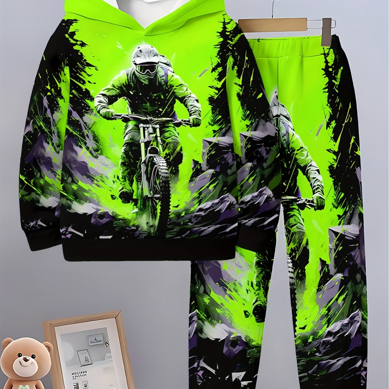 Boys 3D Printed Hooded Sweatshirt Set Spring Autumn Outdoor Wear