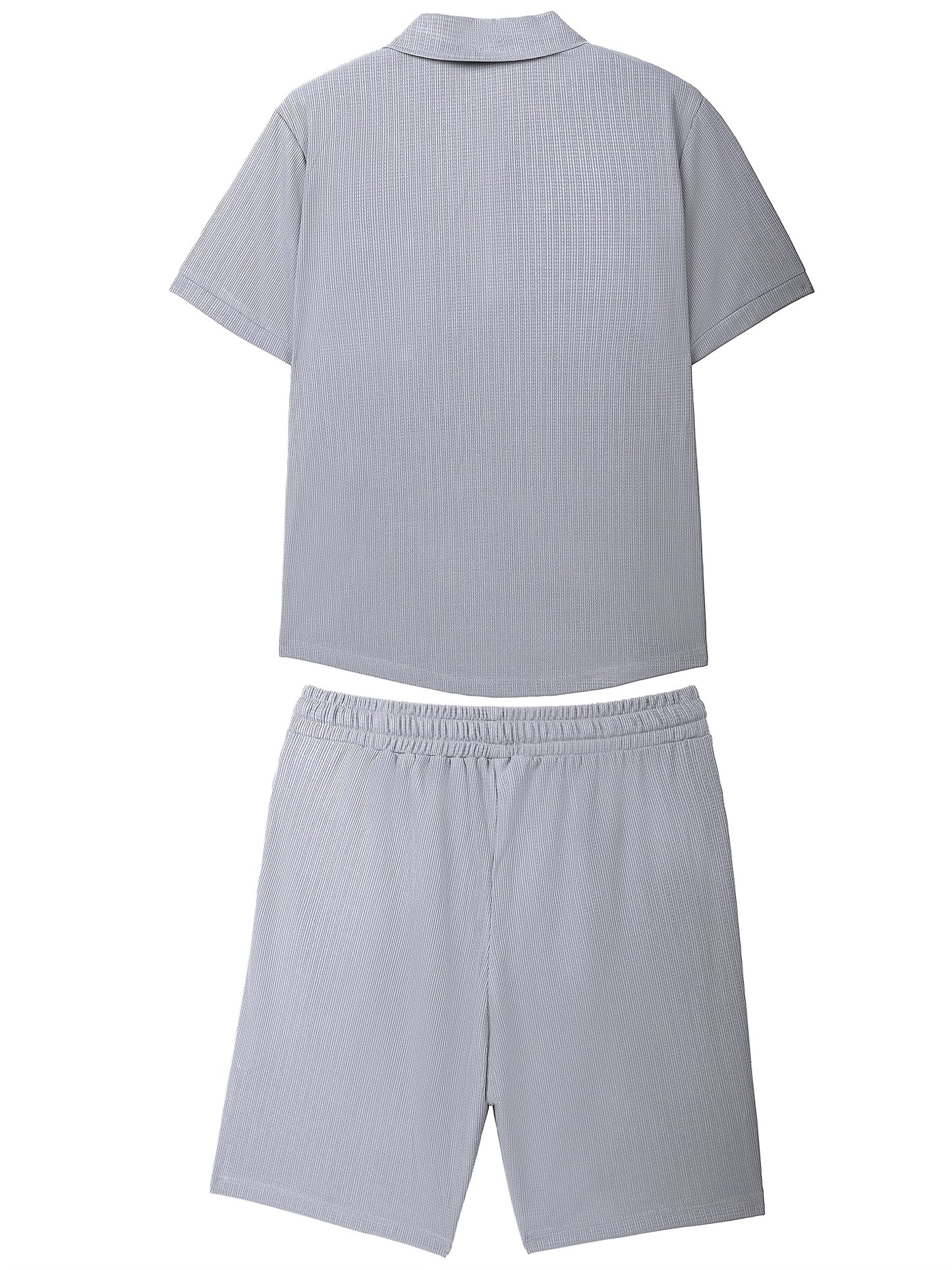 Men's Summer Casual Polo Shirt And Shorts Set With Pocket