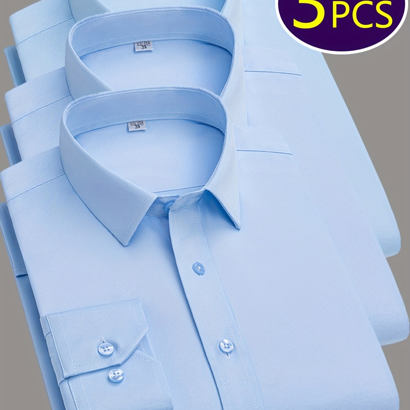 Mens Slim Fit Dress Shirts Wrinkle Resistant Polyester