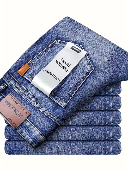 Wthinlee Mens High Waist Straight Leg Jeans Premium Denim