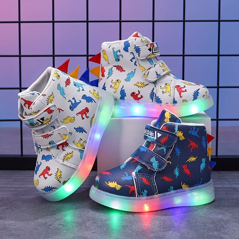 MGO Kidss Glowing Lights Shoes for Kids Dinosaur All Terrain