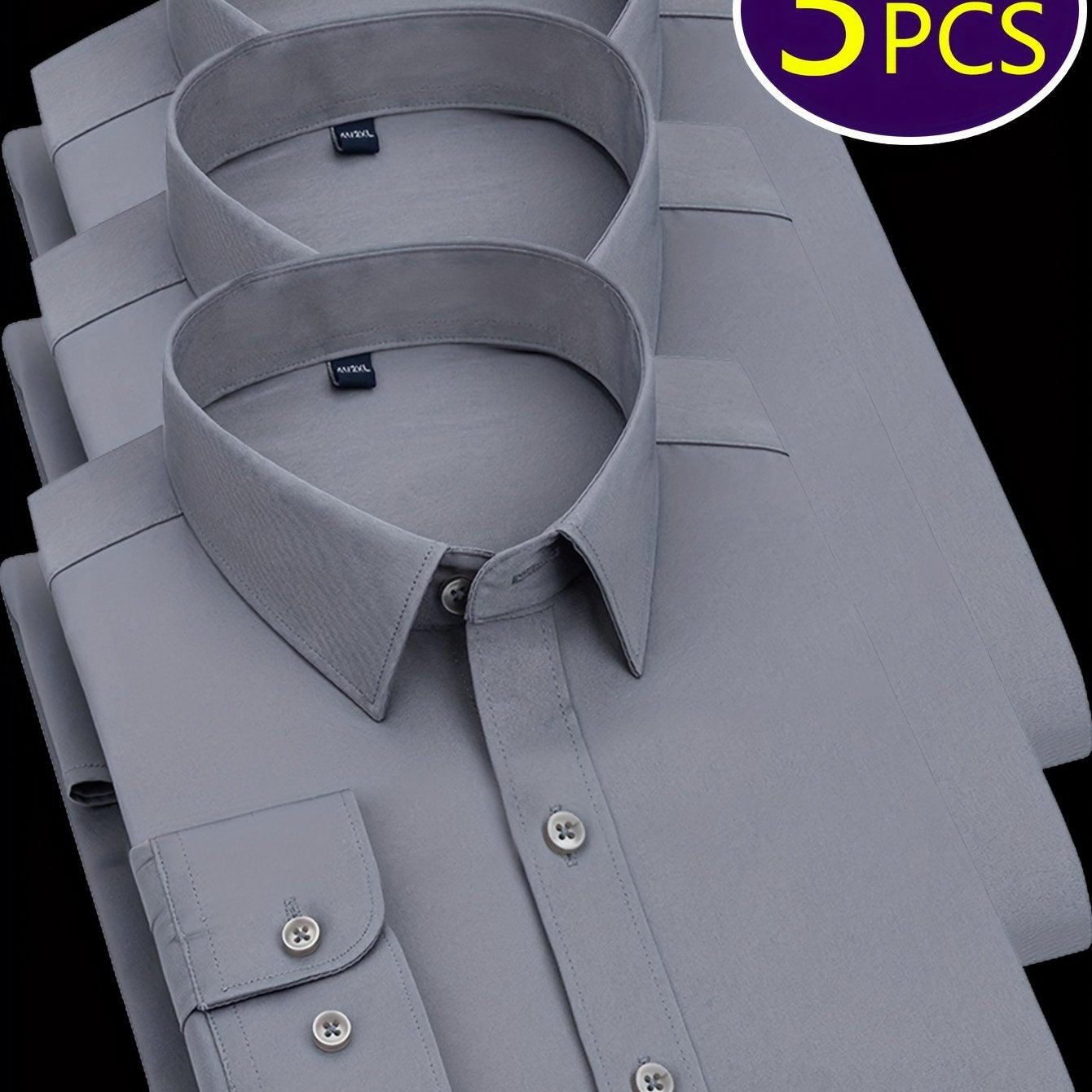 Mens Slim Fit Dress Shirts Wrinkle Resistant Polyester