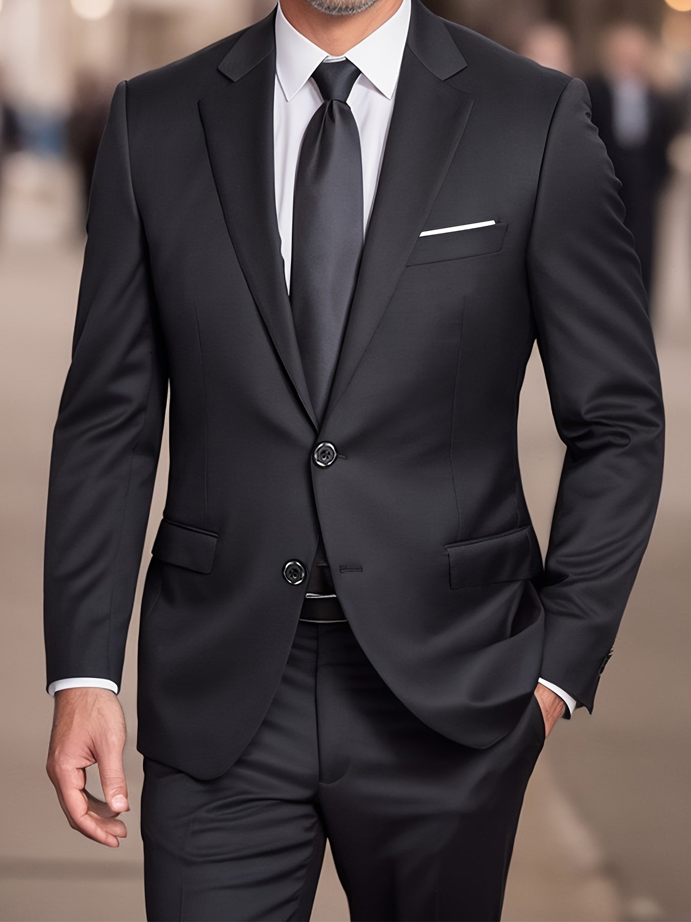 Mens Suit Set Jacket And Trousers Two Piece Formal Wear