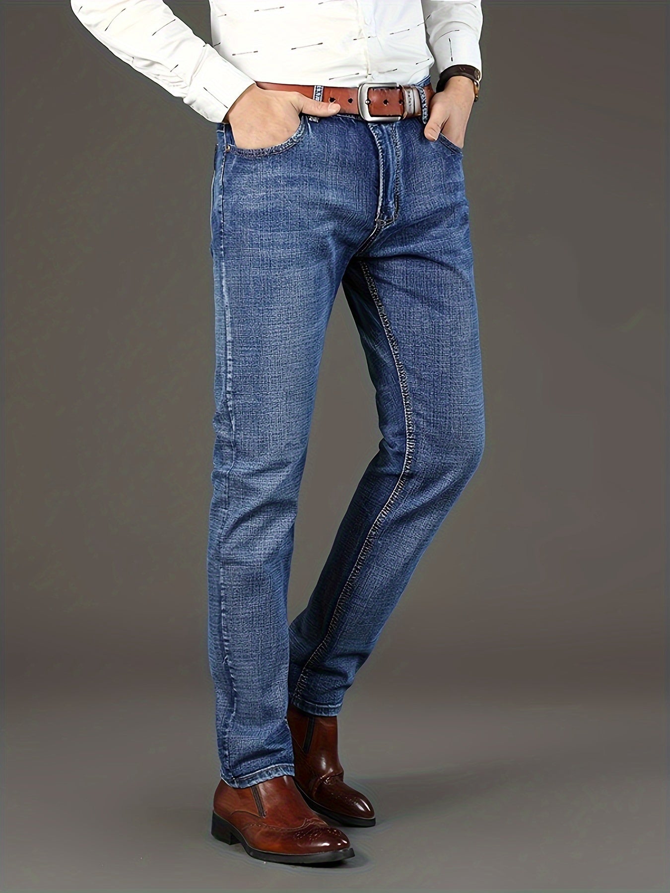Wthinlee Mens High Waist Straight Leg Jeans Premium Denim