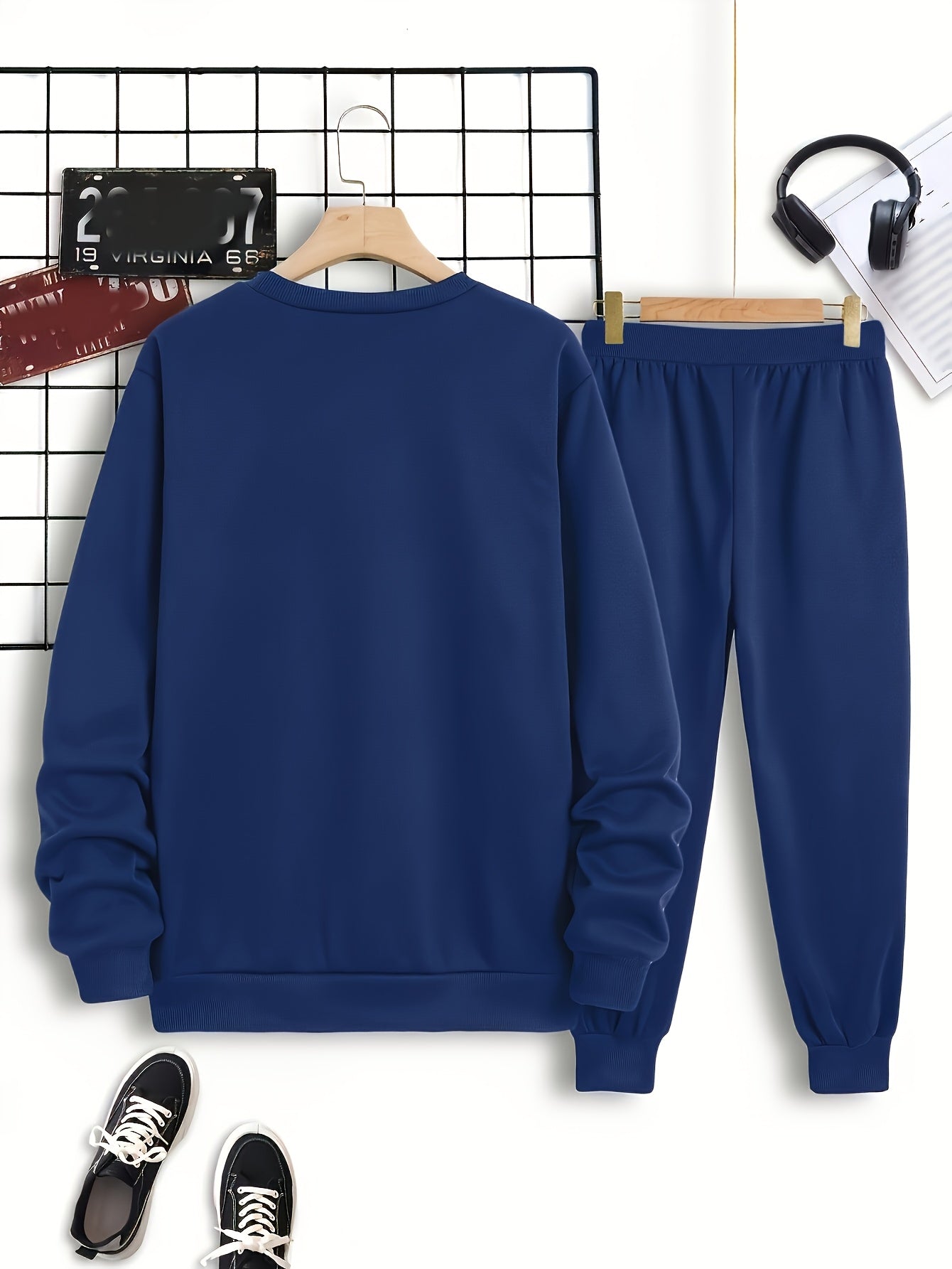Printed Mens Two Piece Trendy Hoodie Jogger Casual Outfit