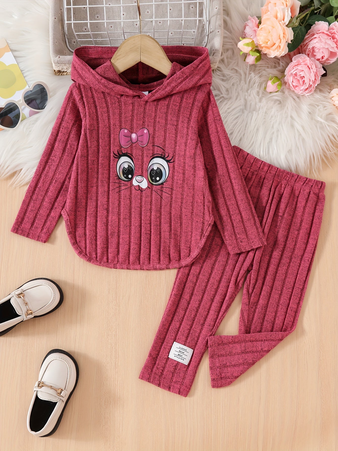 Boho Style Toddler Hoodie And Pants Set Animal Print