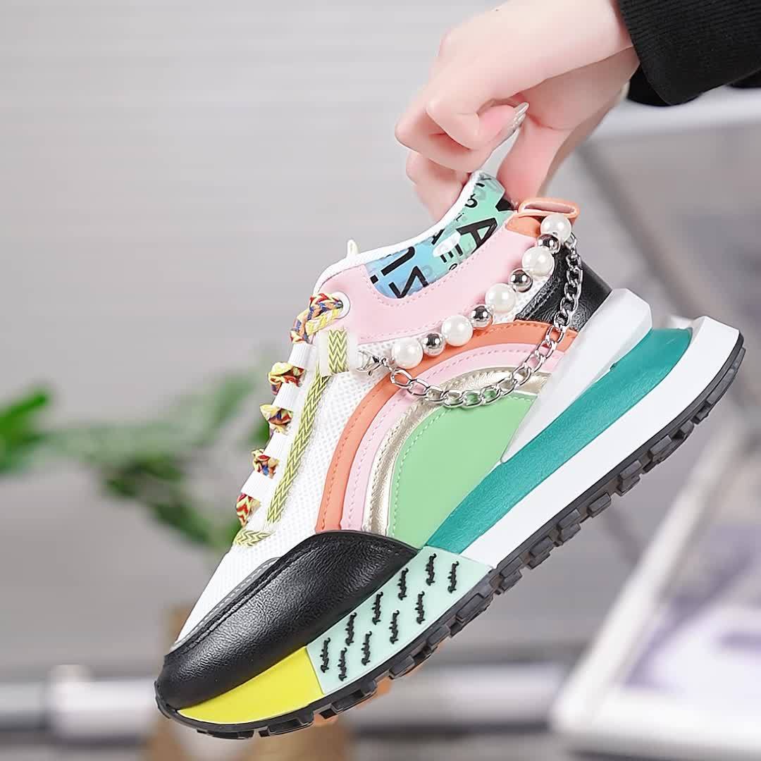 Zhongbang Womens MidTop Casual Sneakers Glitter Accents