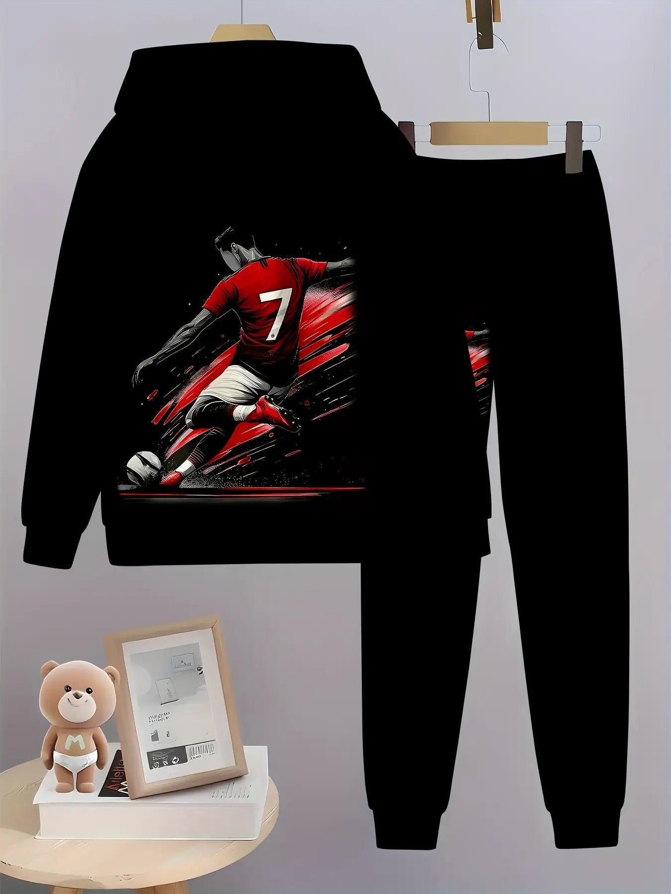 3D Print Long Sleeve Hoodie Set for Boys Regular Fit