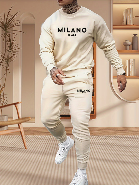 Printed Mens Two Piece Trendy Hoodie Jogger Casual Outfit