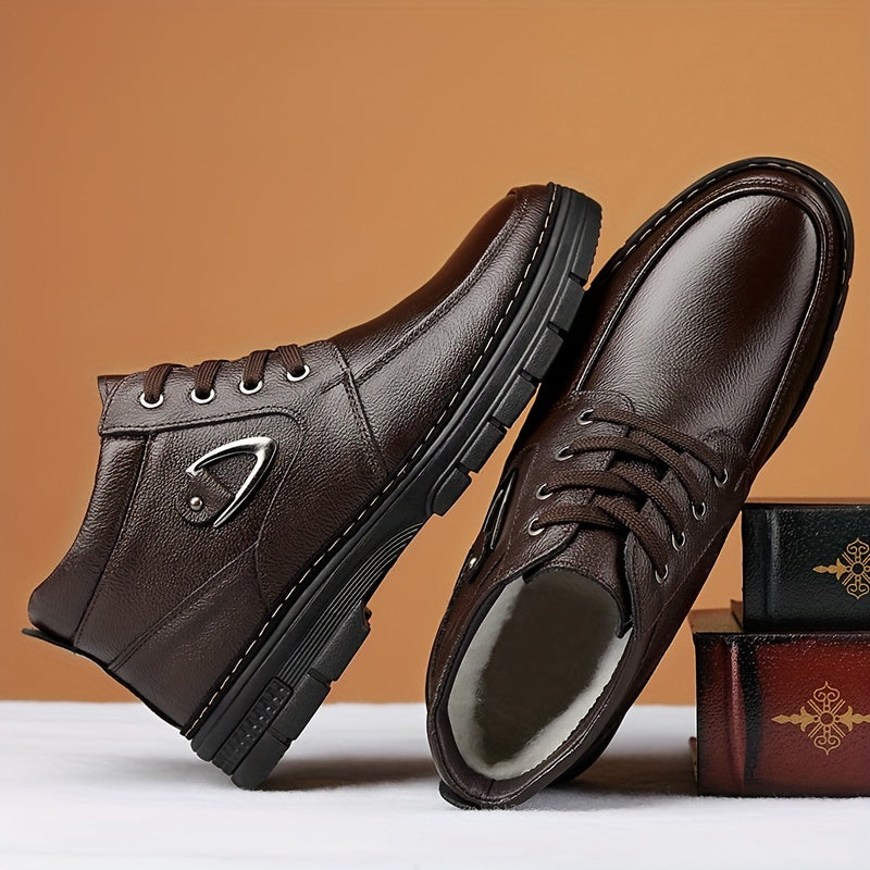 Men's Thermal Winter Boots With Plush Lining And Rubber