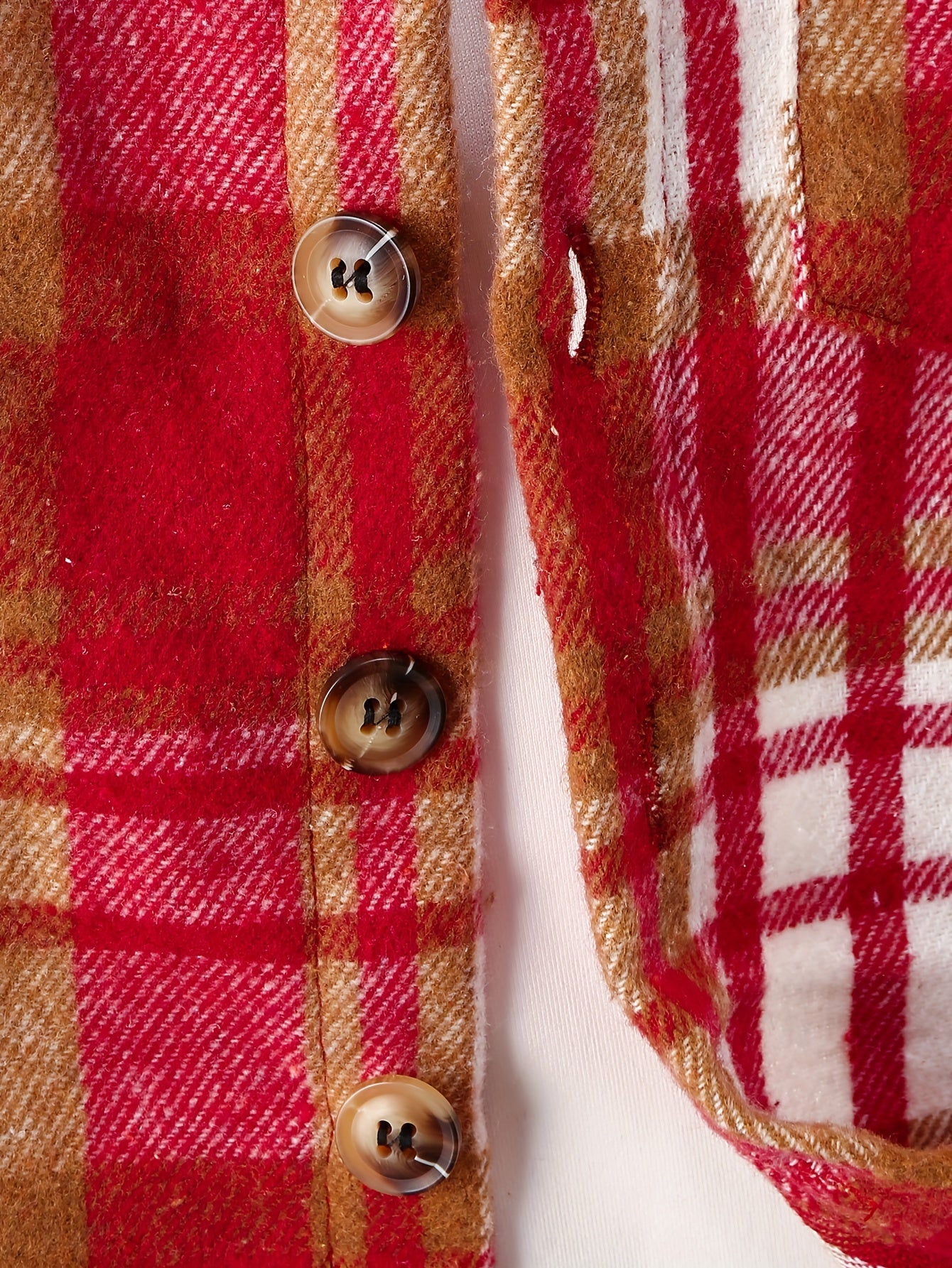 Girls Plaid Hooded Shirt And Jogger Set With Pocket