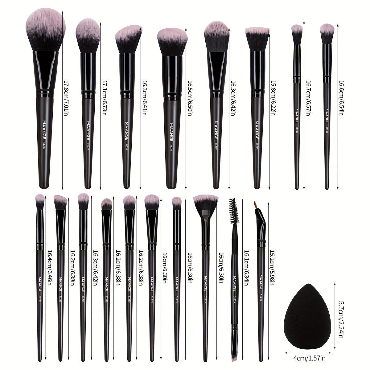 MAANGE 20 Piece Professional Makeup Brush Set With Flannel Bag